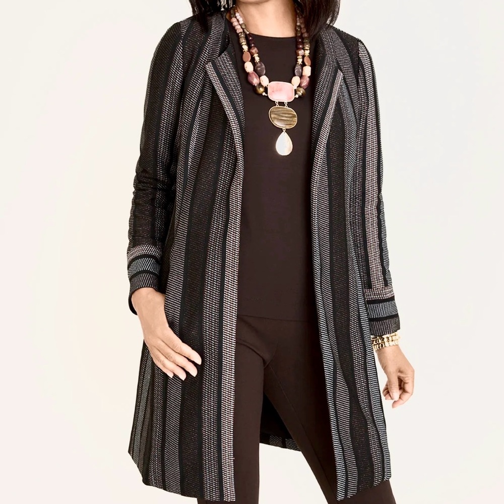 Chico’s Stripe Shine Duster Jacket 0 (4/6)
Black Brown Copper